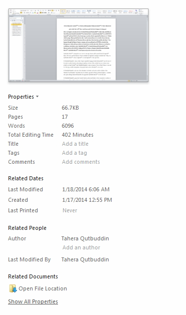Properties of Word Doc